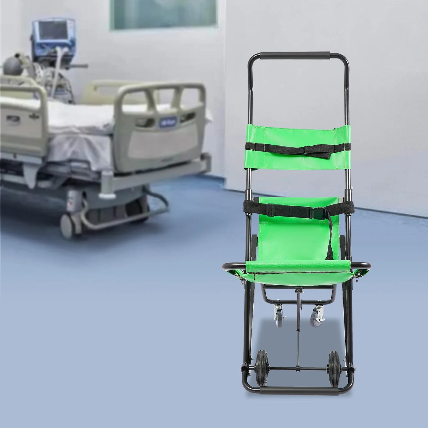 Foldable Manual Stair Chair With Wheels For Emergency Transport 350 Lbs Capacity