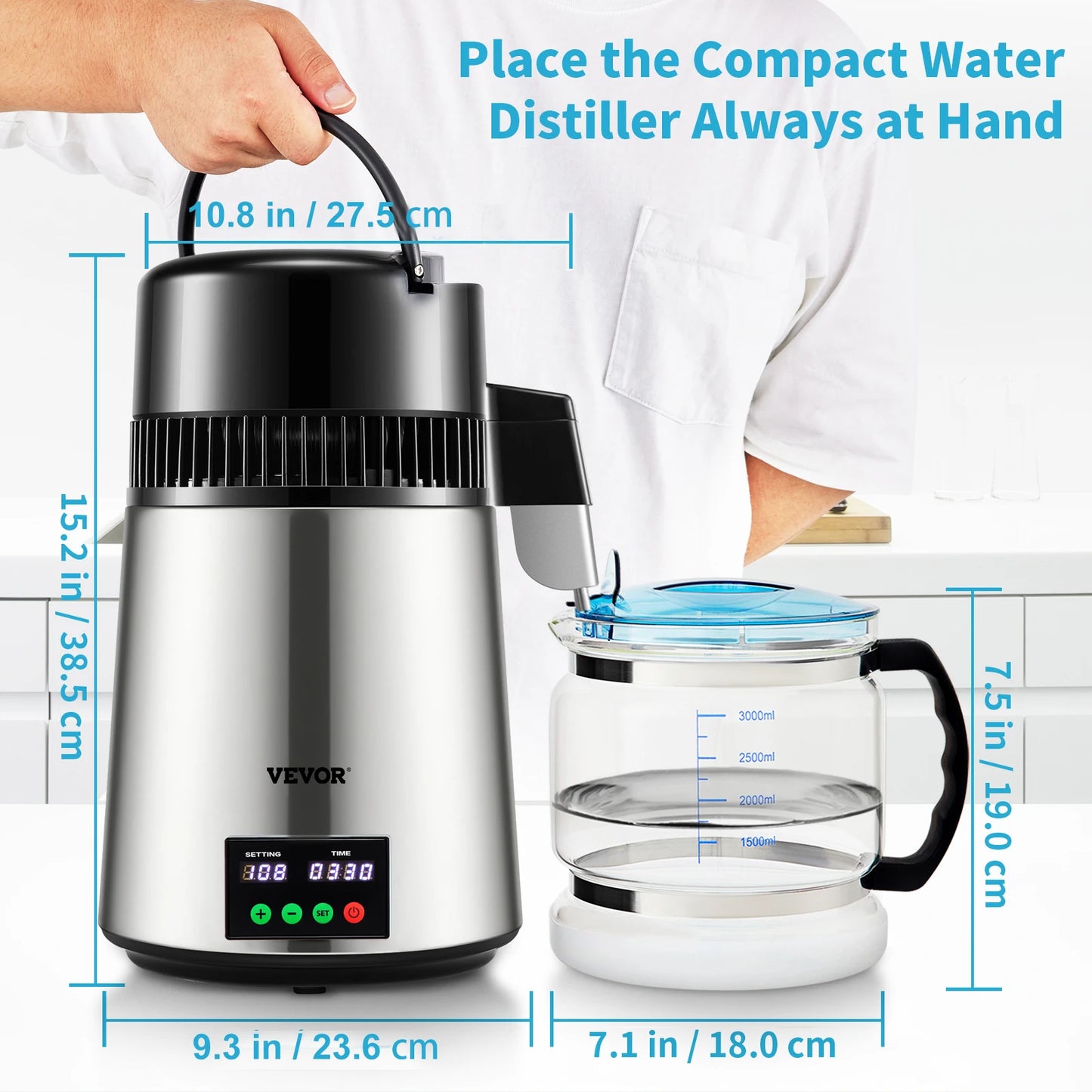 SucceBuy Water Distiller Purifier 1 L/H Distilling Speed