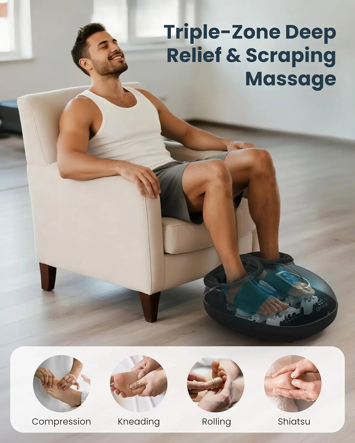 Heated Shiatsu Foot Massager With Deep Kneading And Compression