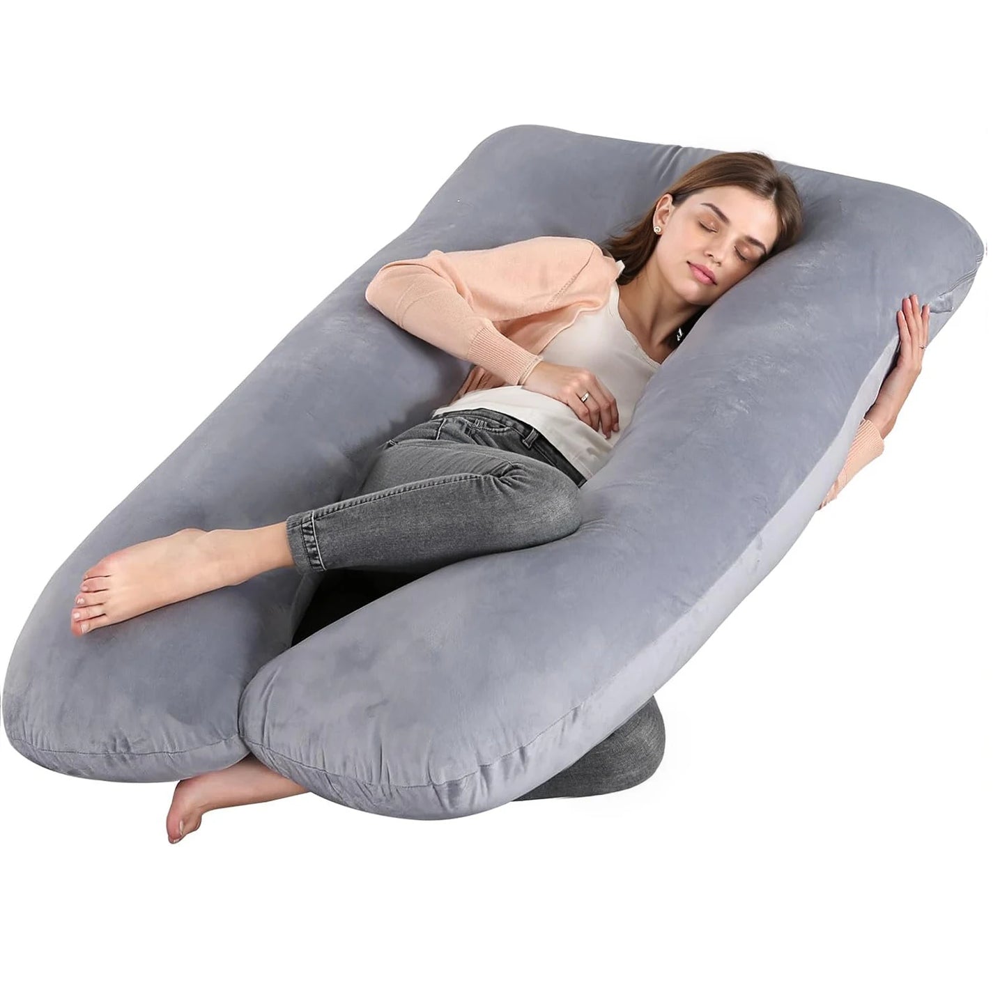 G Shaped Pregnancy Pillow With Removable Cover For Maternity Support