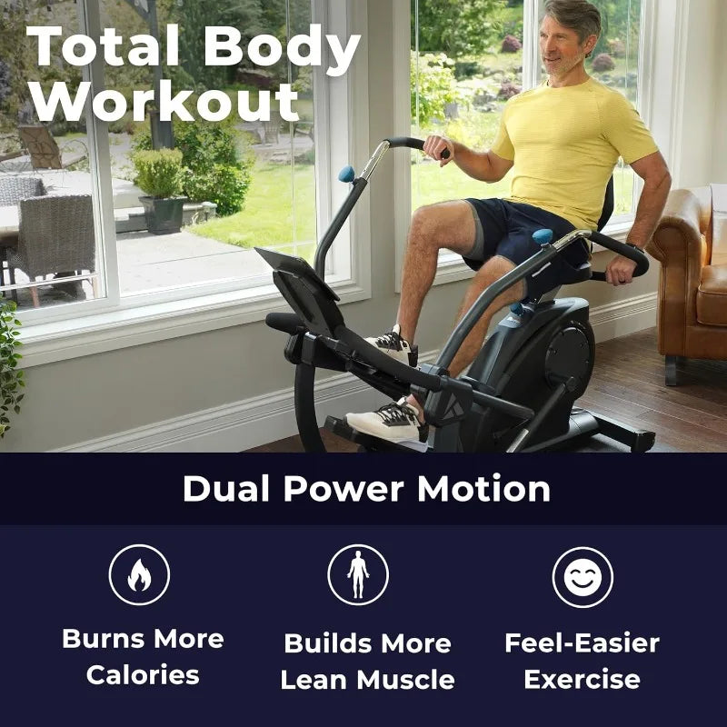 Recumbent Cross Trainer Stepper With Zero-Impact Exercise