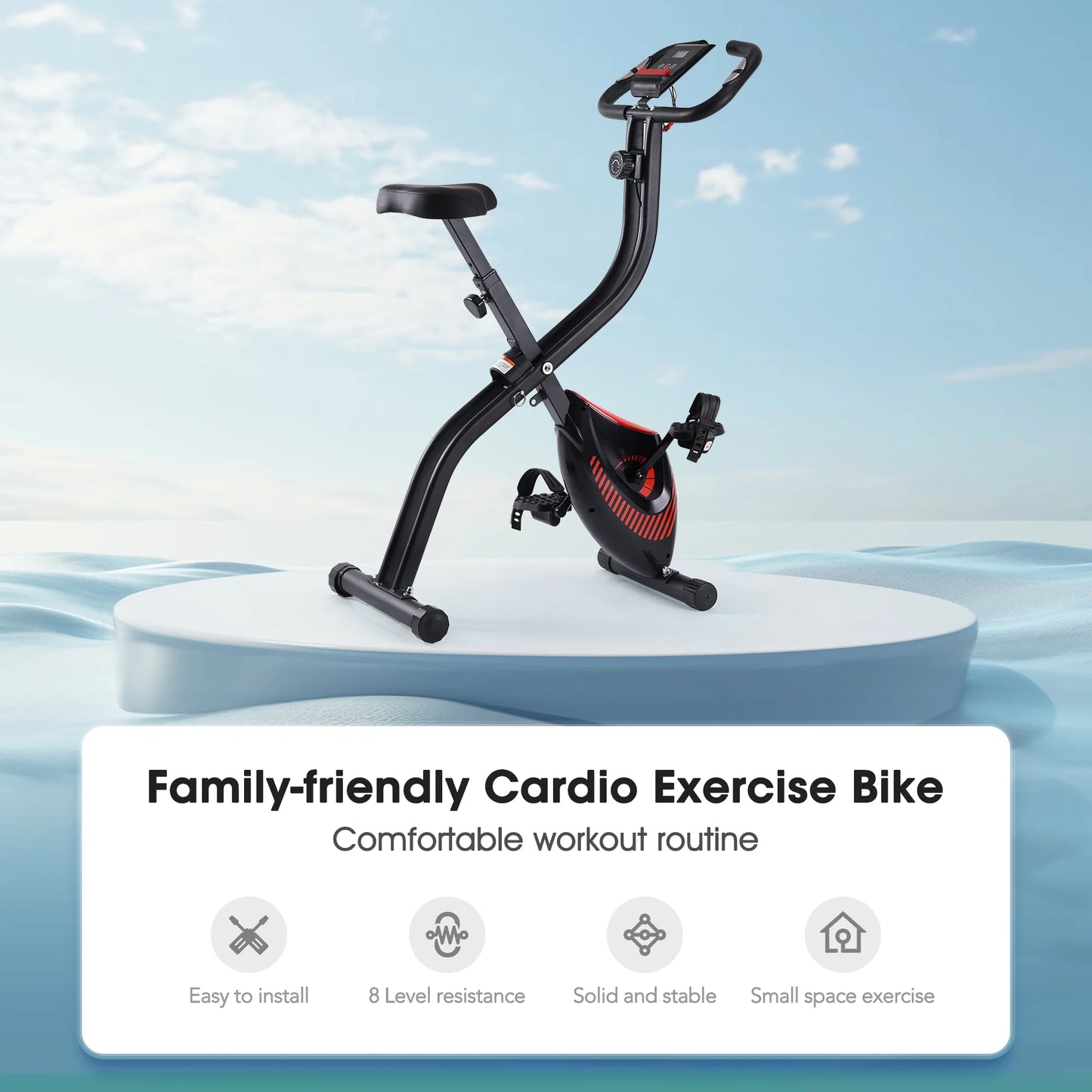 Folding Exercise Bike With LCD Monitor And Phone Holder