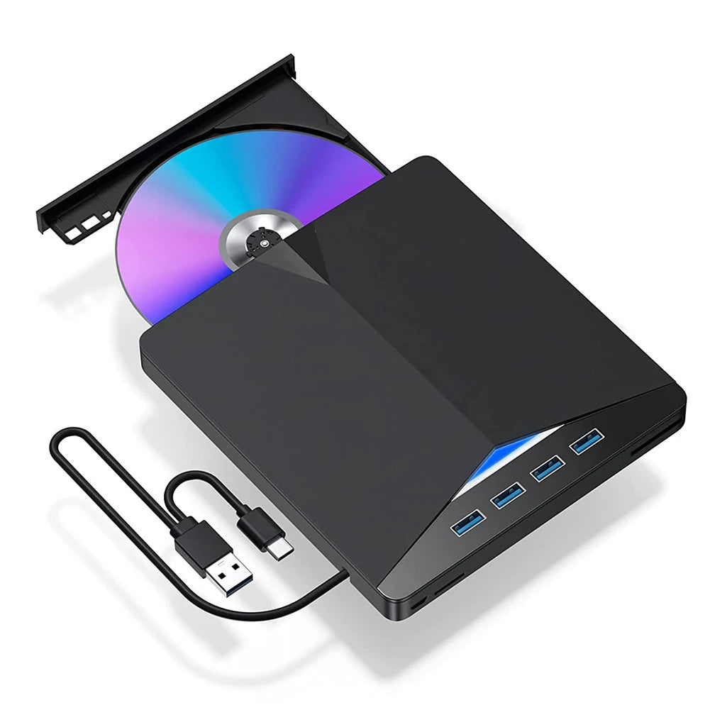 ALLOYSEED 7-in-1 USB 3.0 Type-C CD DVD Burner Reader Player