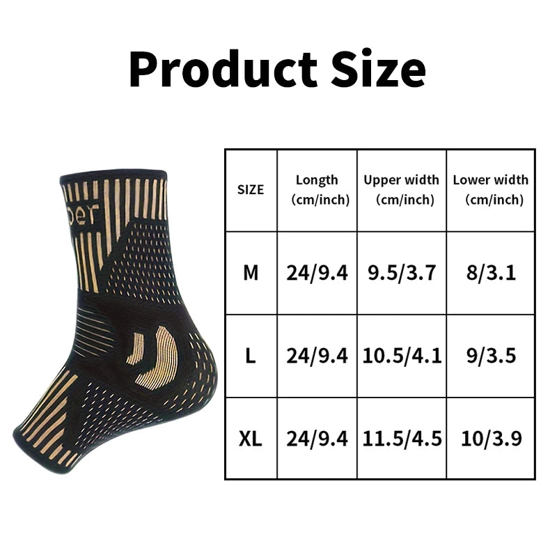 2-Pack Copper Ion Ankle Brace Set for Sports and Running