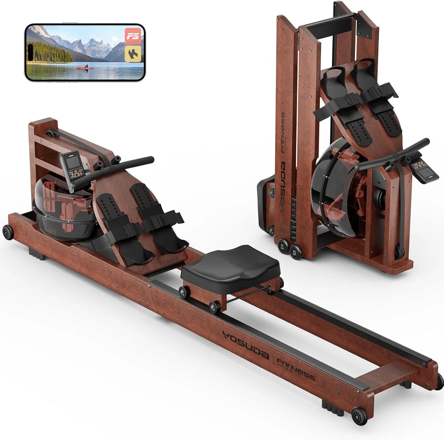 YOSUDA Water Rowing Machine With 400 Lbs Capacity Monitor