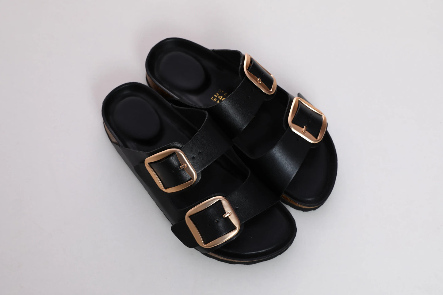 SUFU Women's Open Toe PU Sandals With Adjustable Buckle Straps