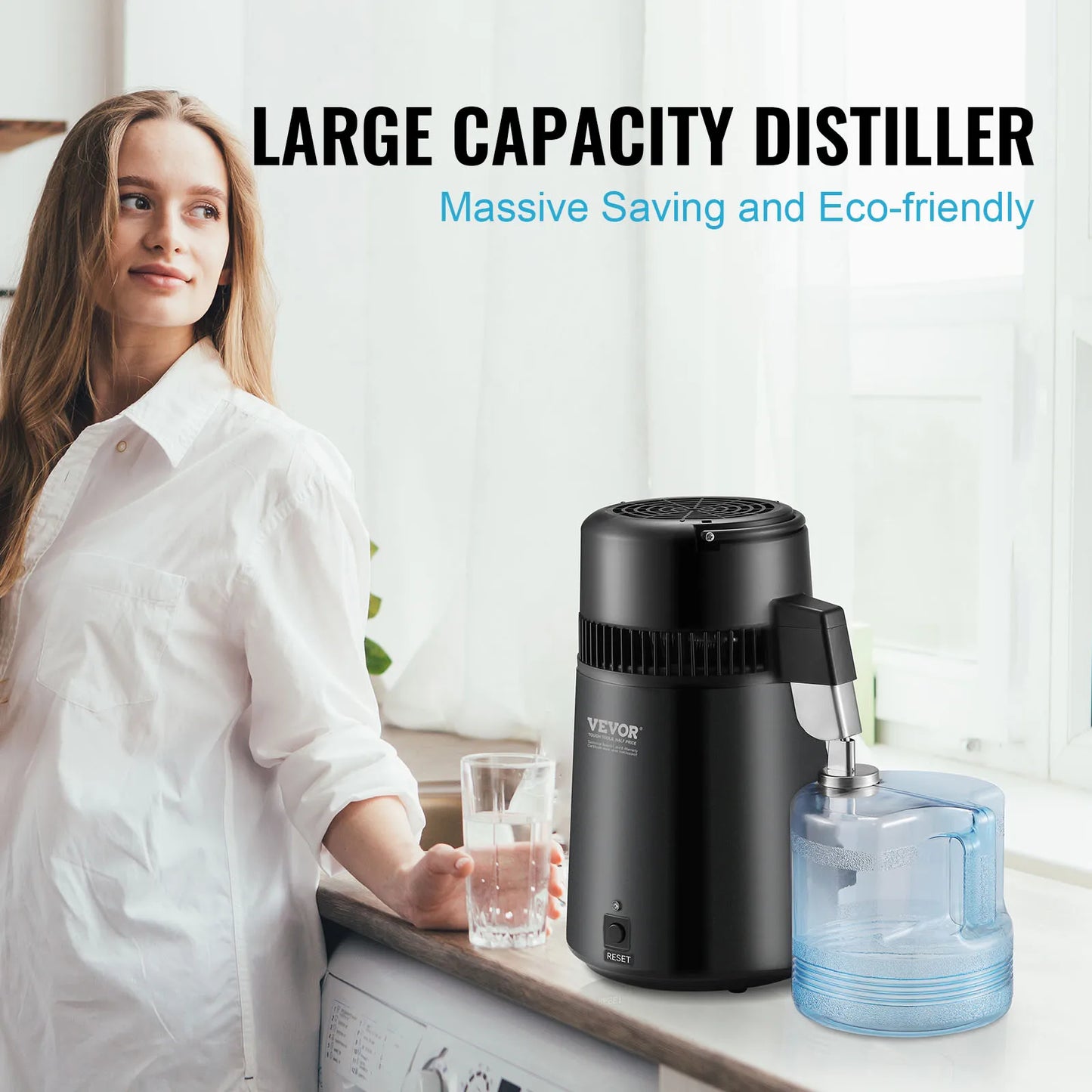 SucceBuy Water Distiller Countertop Purifier 750W Energy Efficient