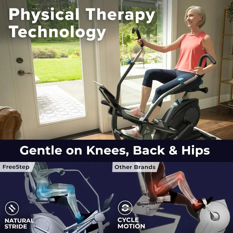Recumbent Cross Trainer Stepper With Zero-Impact Exercise