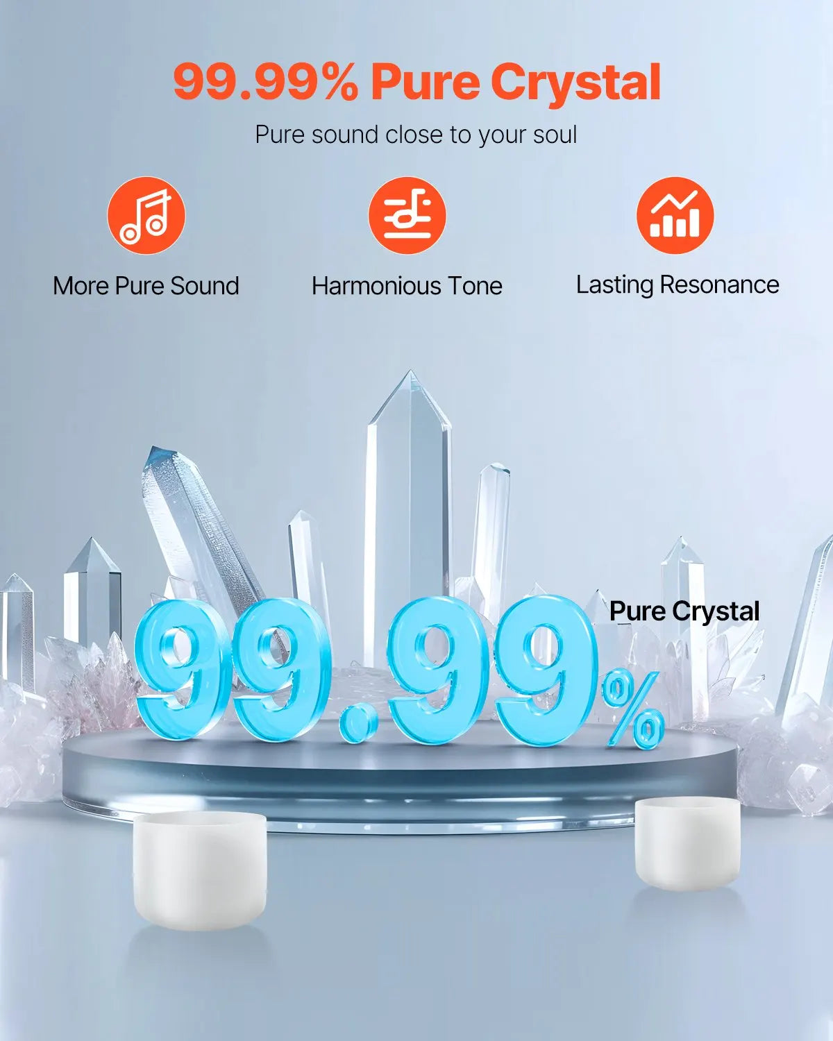 Crystal Singing Bowls Set In A And F Notes