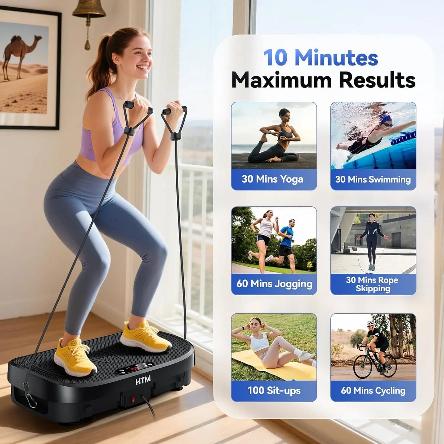 HTM Vibration Plate Fitness Multi-Function Trainer for Home Gym