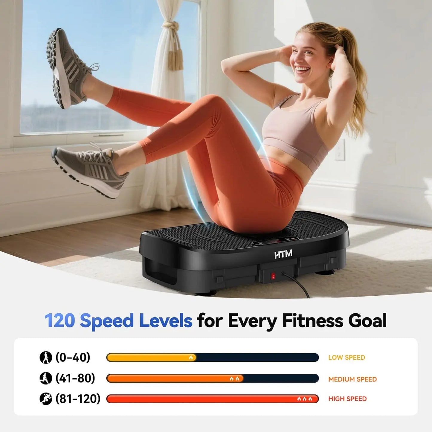 HTM Vibration Plate Fitness Multi-Function Trainer for Home Gym