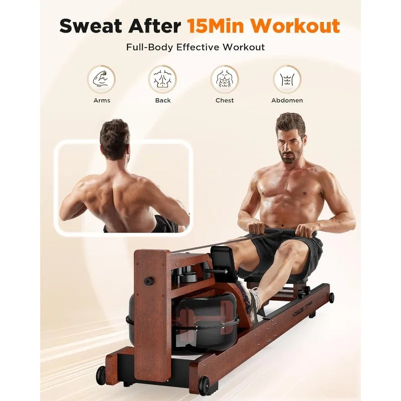 YOSUDA Water Rowing Machine With 400 Lbs Capacity Monitor