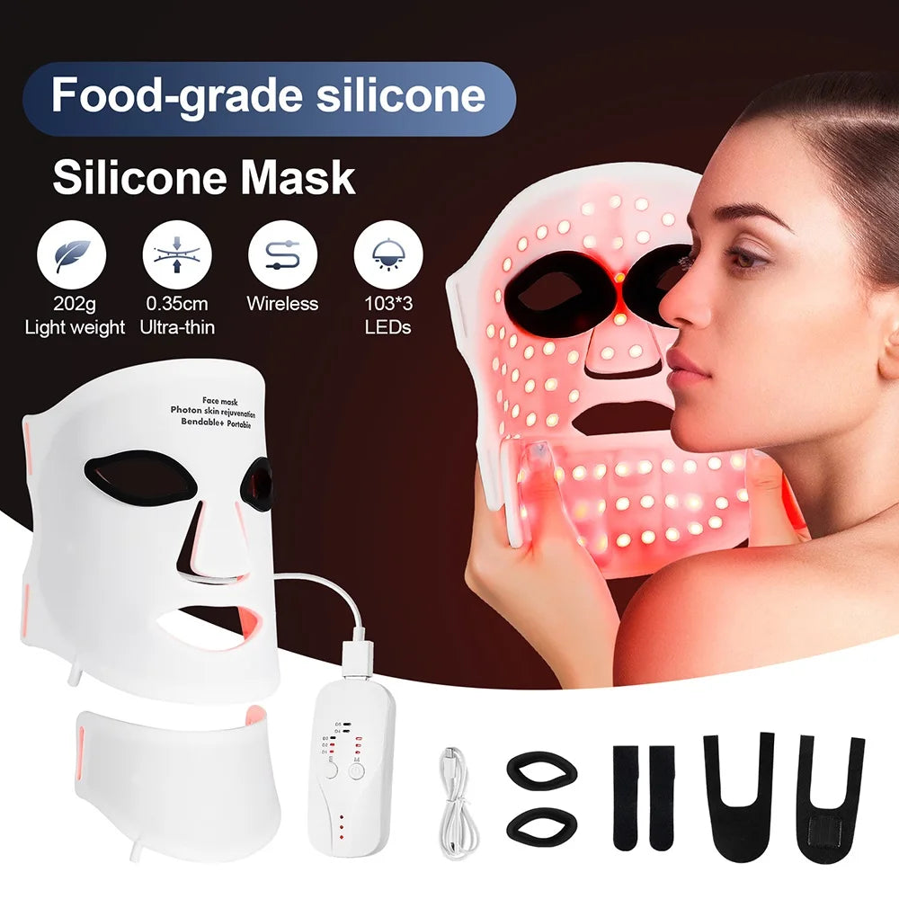 Foreverlily Silicone LED Mask With Neck For Photon Infrared Therapy