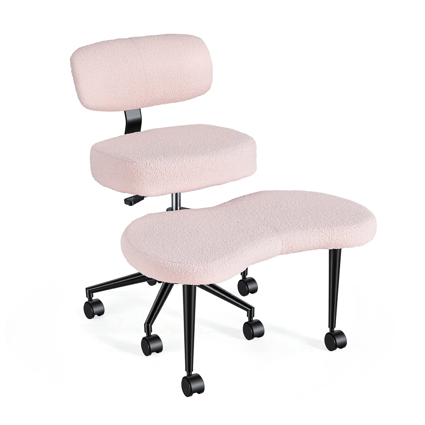 JHK Teddy Fleece Armless Ergonomic Office Chair With Lumbar Support