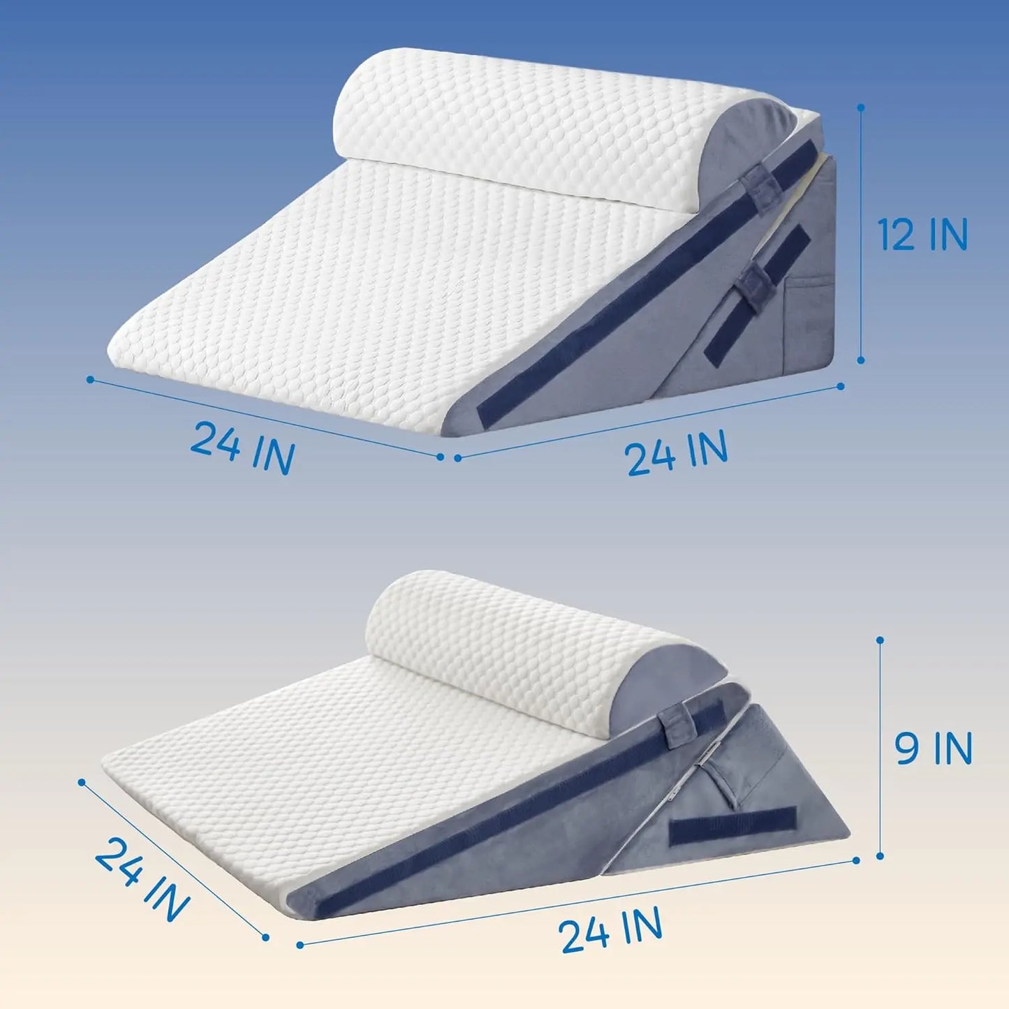 Adjustable Wedge Pillow Set With Memory Foam For Acid Reflux