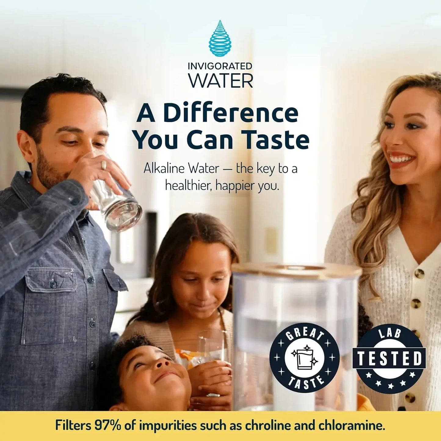 PH Recharge Alkaline Water Filter Dispenser Glass Pitcher Purifier