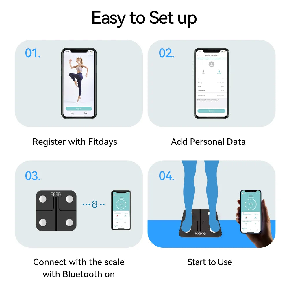 Digital Bluetooth Smart Scale With App For BMI And Body Fat