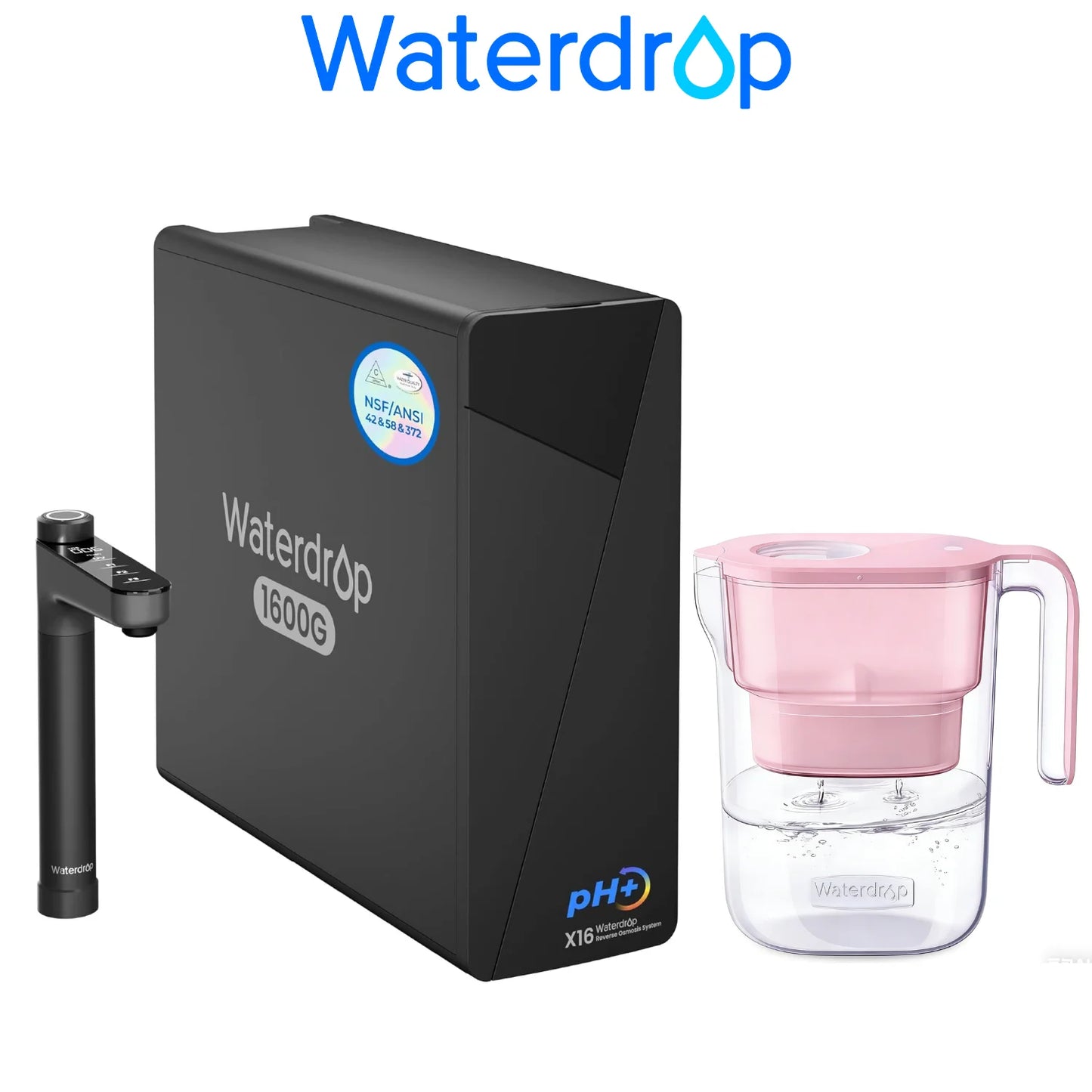 Waterdrop X16 Alkaline Tankless RO System With Pitcher And Filter
