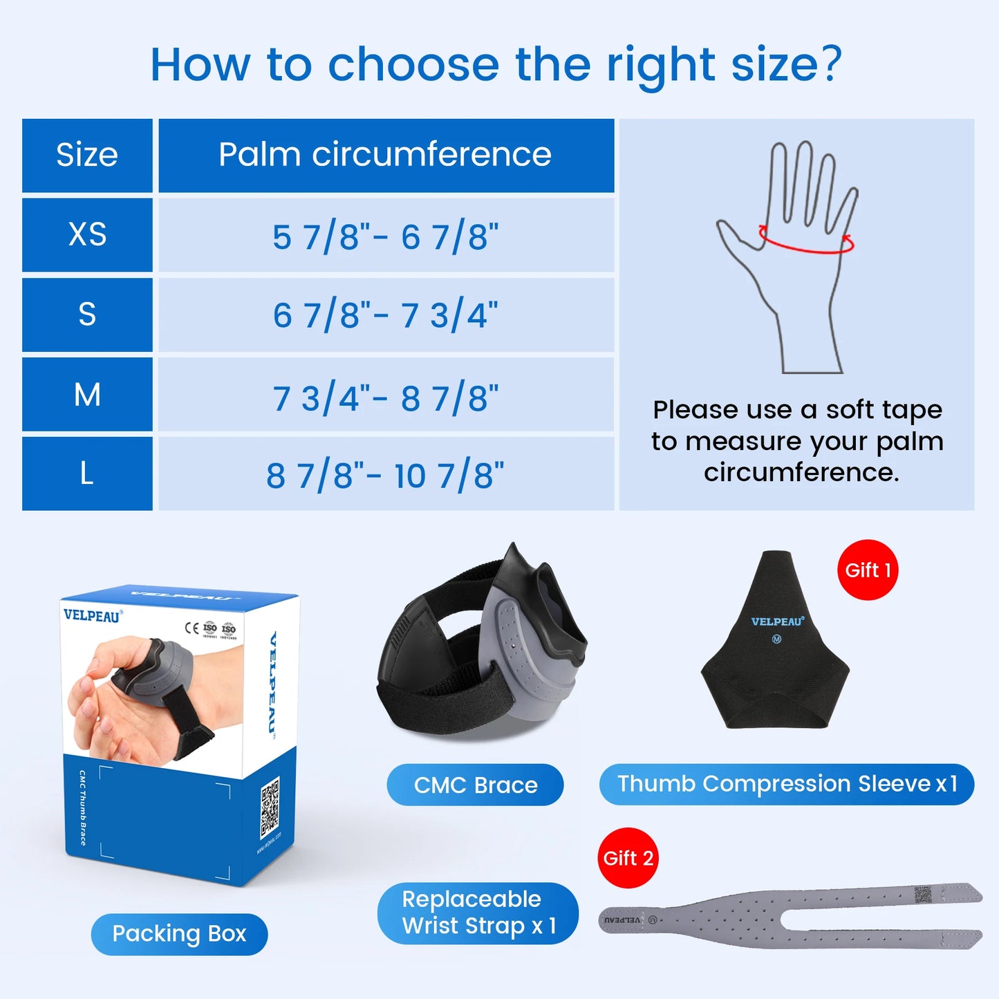 Velpeau CMC Thumb Brace For Arthritis Pain And Support