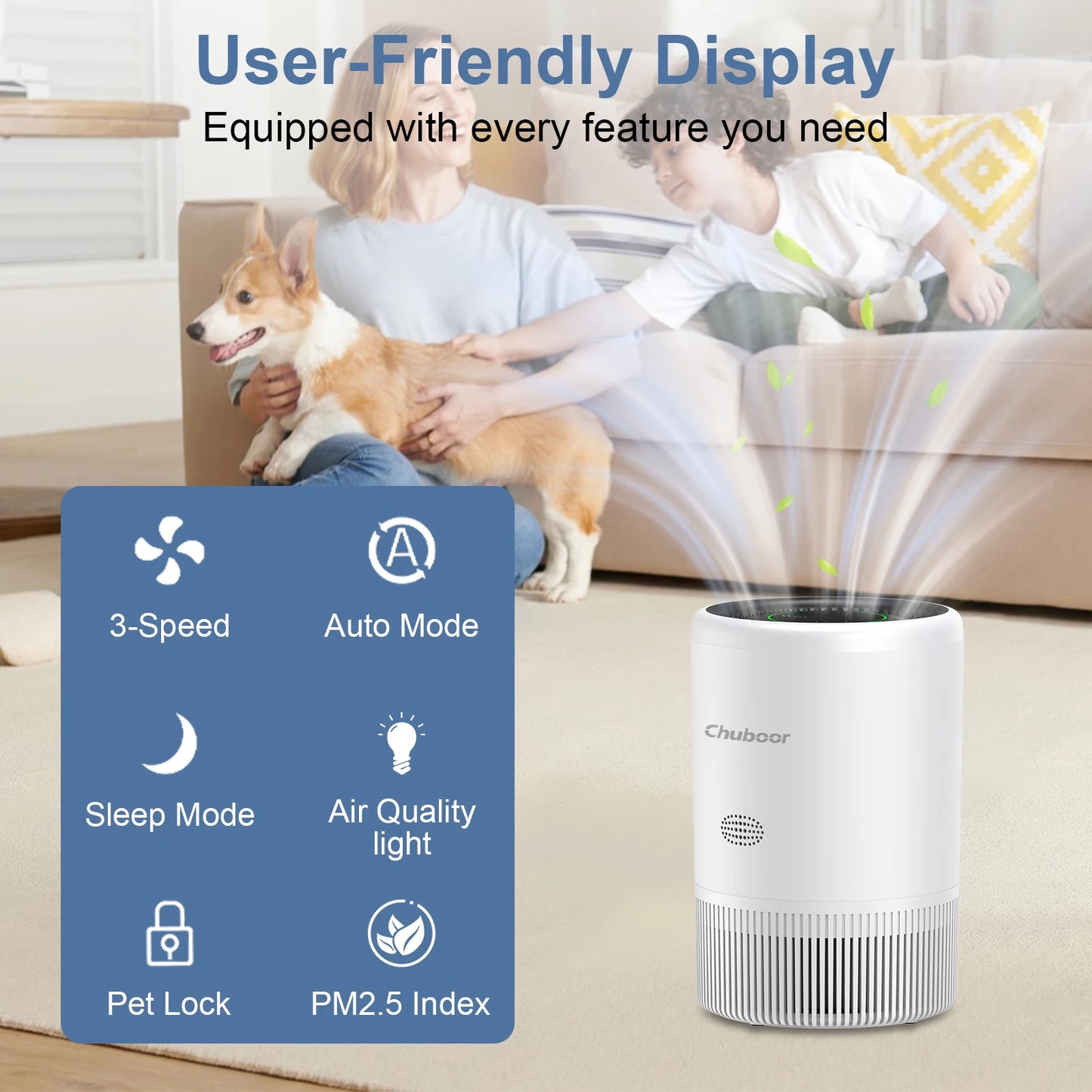 Chuboor Smart Air Purifier With Alexa Control PM2.5 Monitor