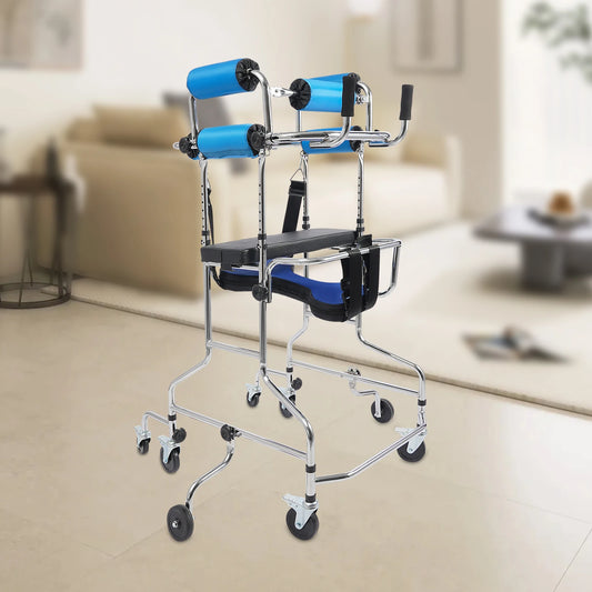 Rollator Walker Eight Wheel Adjustable Mobility Aid 220 Pound Capacity