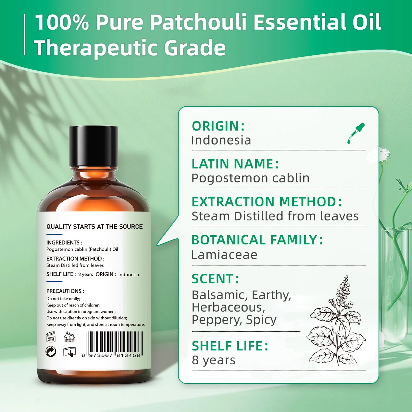 HIQILI Patchouli Essential Oil For Aromatherapy Diffuser Humidifier