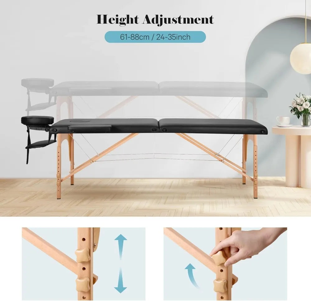 Portable Lash Bed Massage Table With Face Cradle Adjustable Height