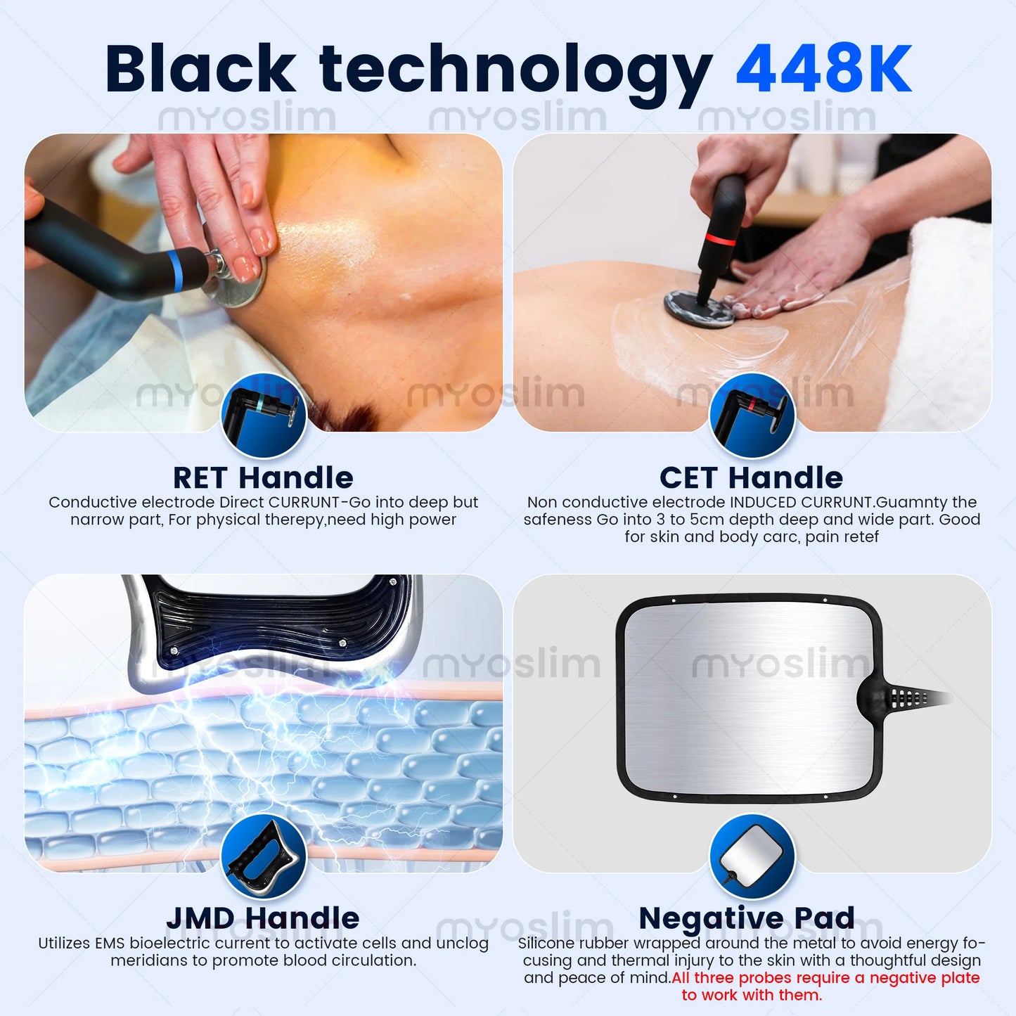 MYOSLIM INDIBA Portable 448kCET RET RF Physical Therapy Pain Relief