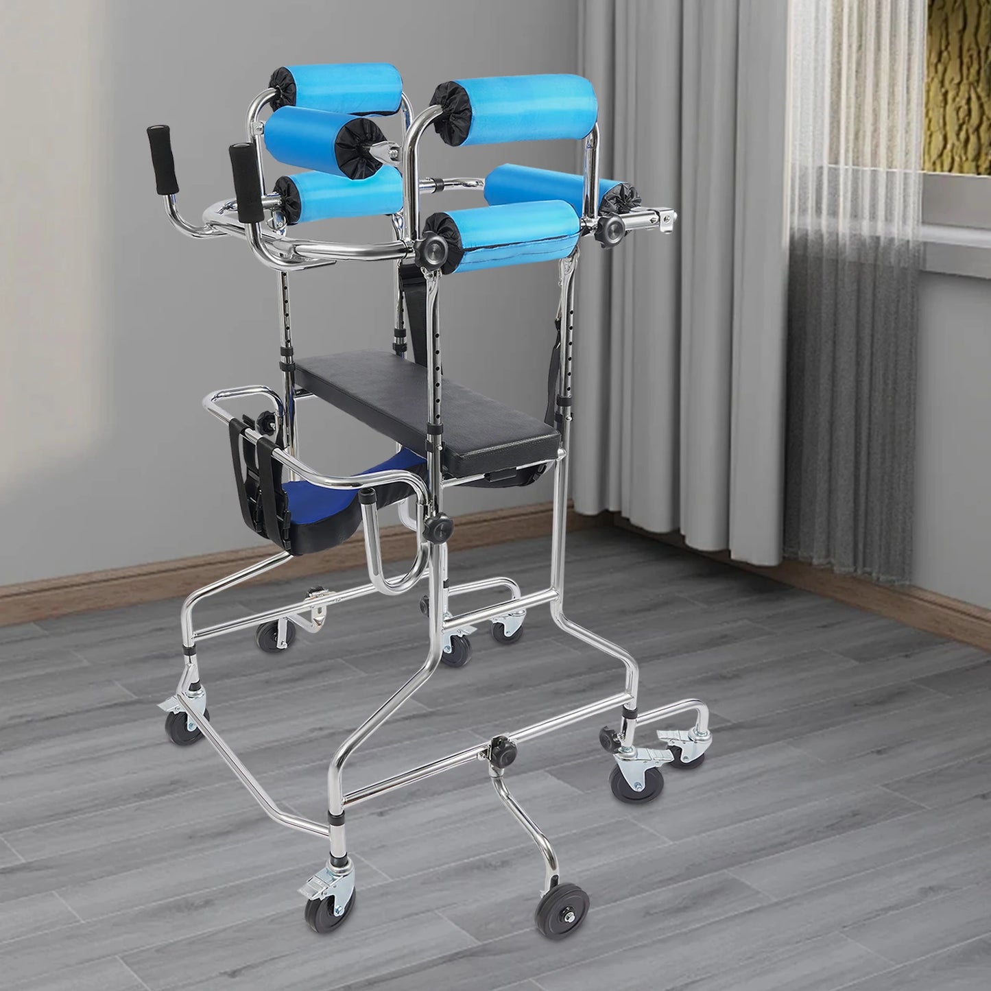 Rollator Walker Eight Wheel Adjustable Mobility Aid 220 Pound Capacity