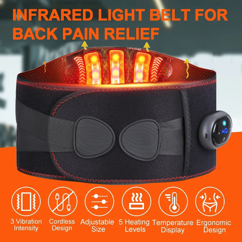 Cordless Heating Belt 5 Level Massage For Waist Back Pain