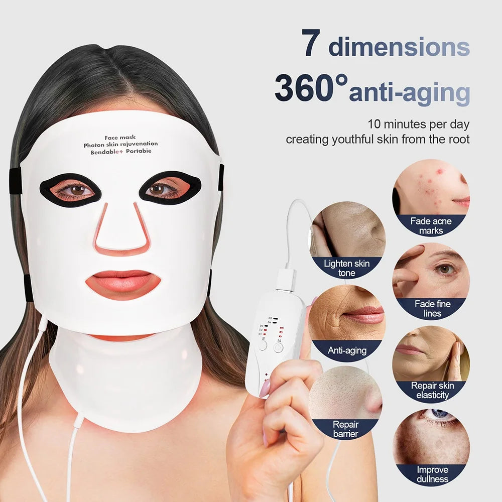 Foreverlily Silicone LED Mask With Neck For Photon Infrared Therapy
