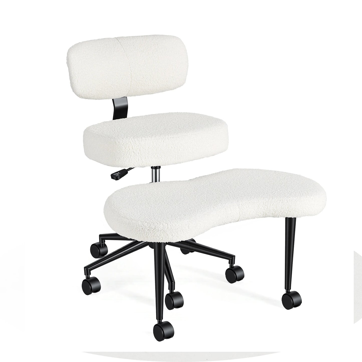 JHK Teddy Fleece Armless Ergonomic Office Chair With Lumbar Support