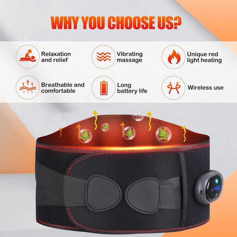 Cordless Heating Belt 5 Level Massage For Waist Back Pain