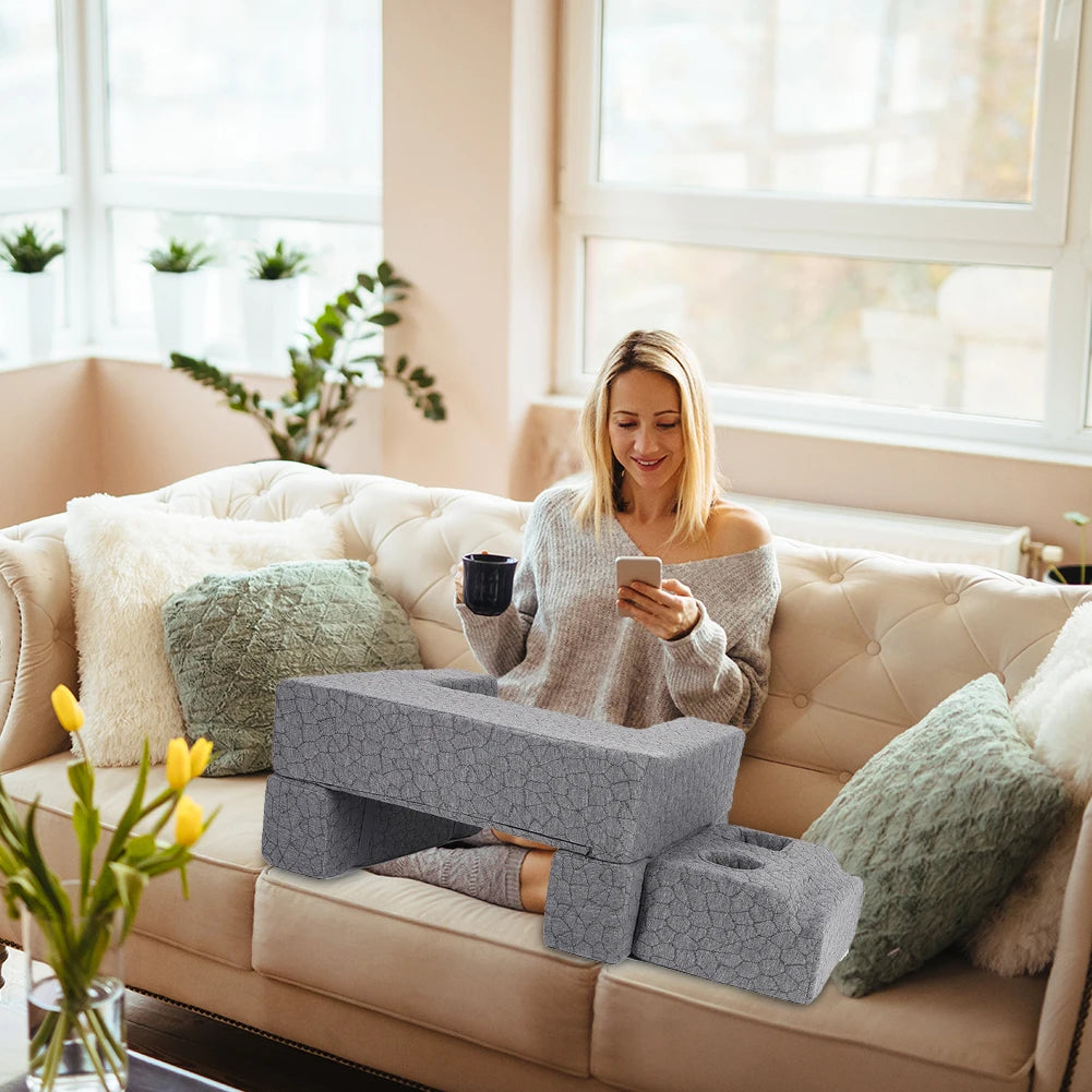 Reading And Gaming Pillow With Arm Rest Back Support For Laptop Use