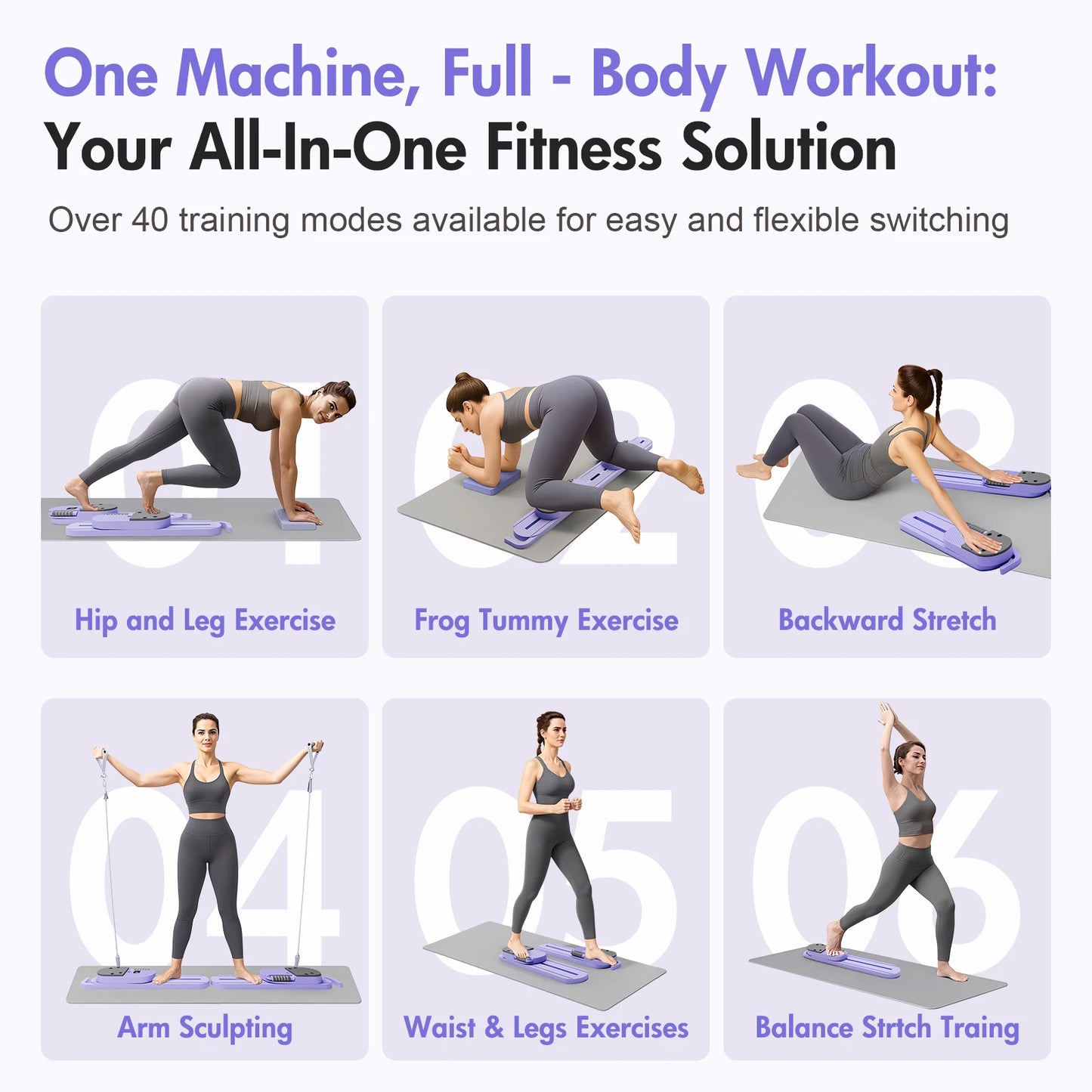 Pilates Reformer AB Board Portable Split Gym With LCD Display