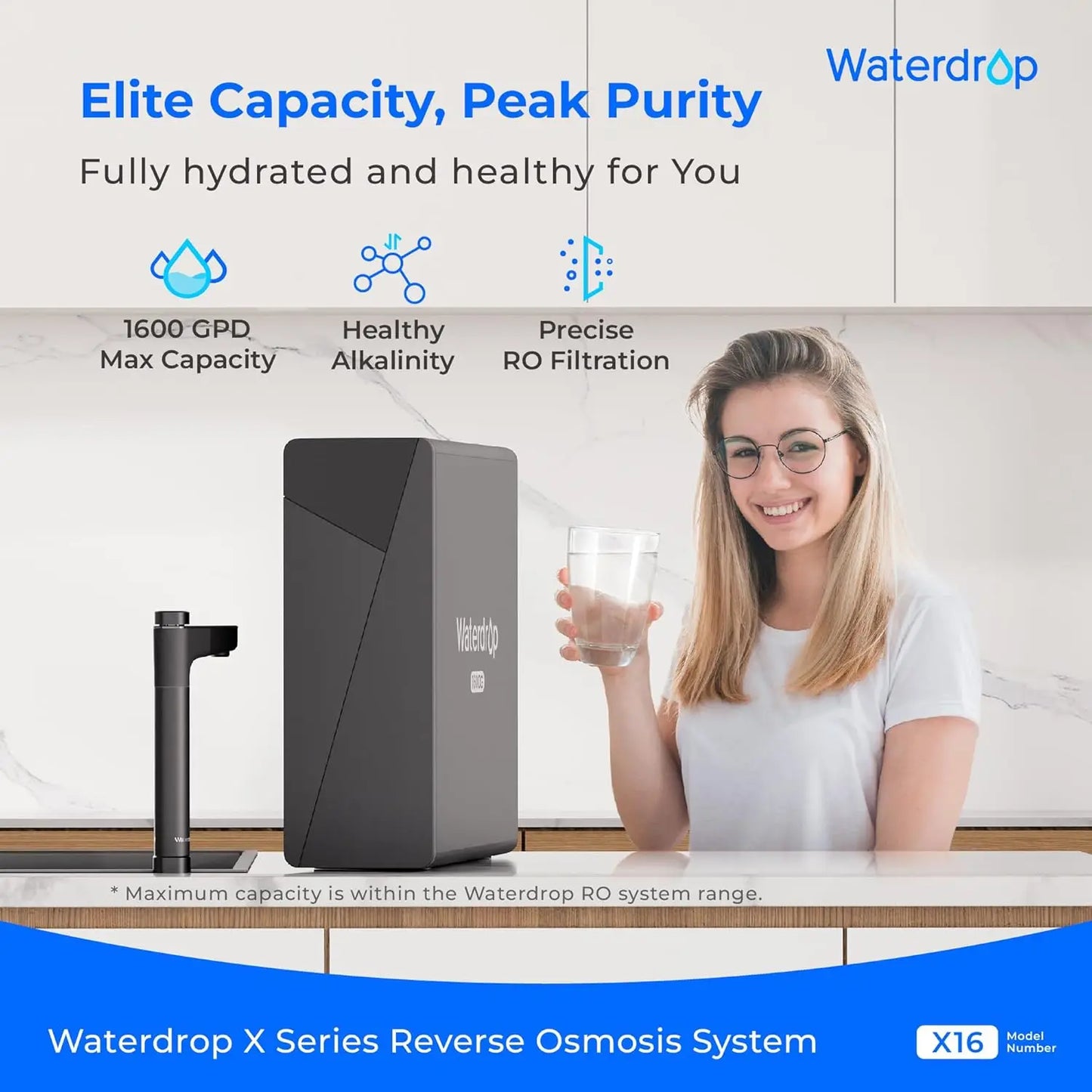 Waterdrop X16 Alkaline Tankless RO System With Pitcher And Filter