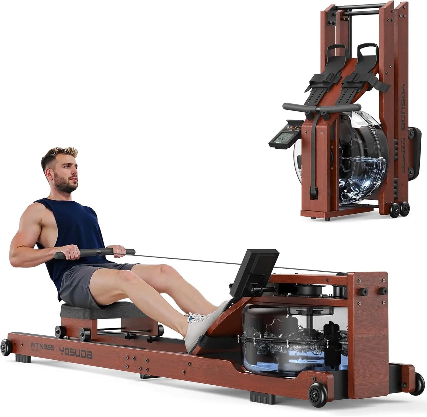 YOSUDA Water Rowing Machine With 400 Lbs Capacity Monitor