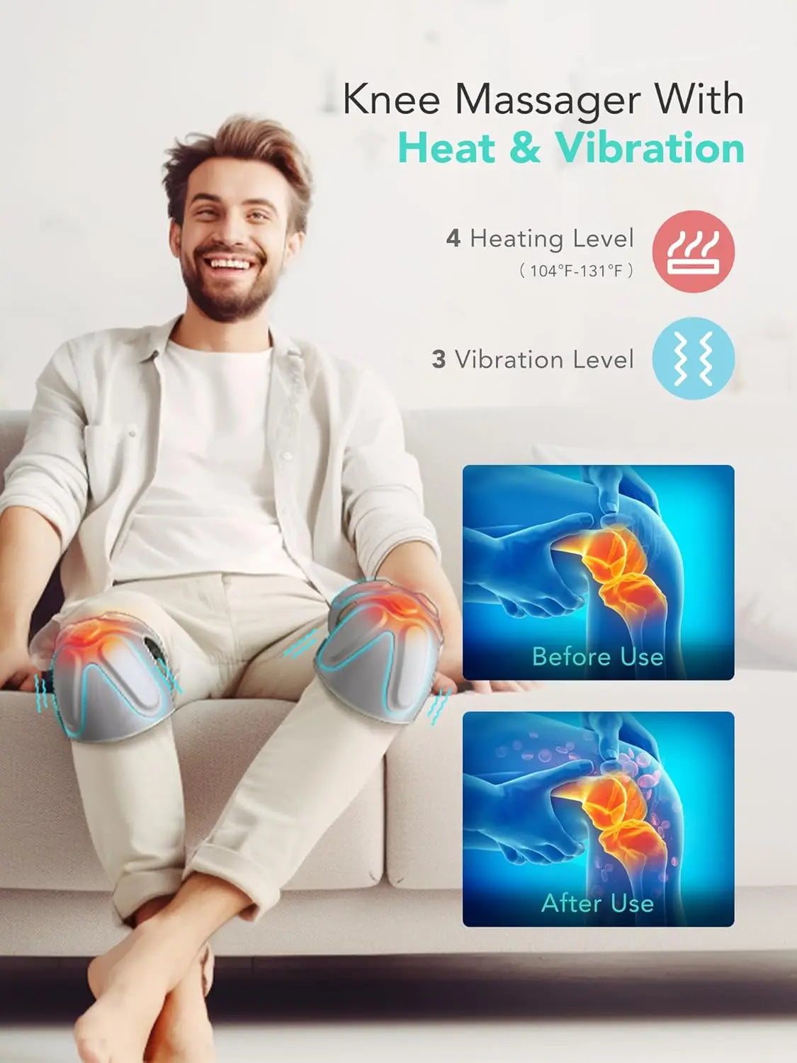 SKG Cordless Heated Knee Massager With Gentle Heat And Vibration