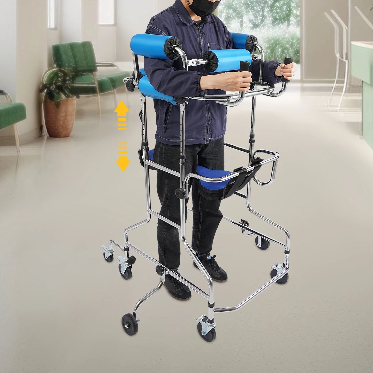 Rollator Walker Eight Wheel Adjustable Mobility Aid 220 Pound Capacity