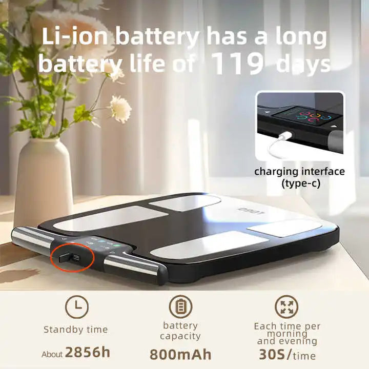 Digital Bathroom Scale With 8 Electrodes For Body Weight BMI