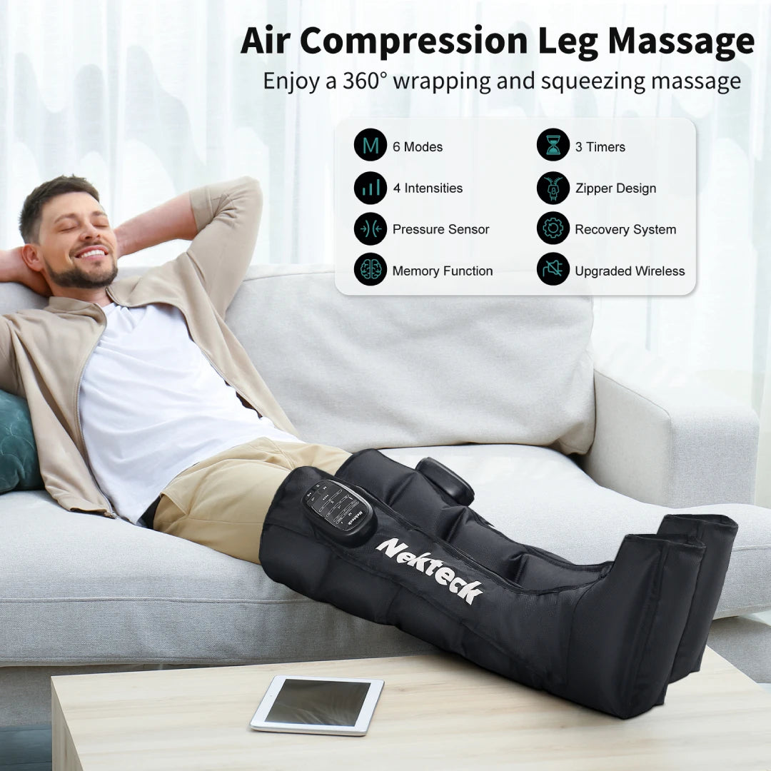 Nekteck Cordless Air Pressure Leg Massager Boots for Calf Kneading