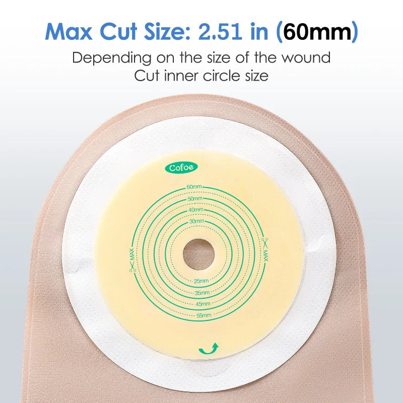 Cofoe Economical One-Piece Ostomy Drain Valve Colostomy Bags