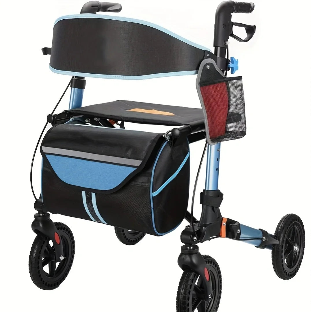 Lightweight Foldable Rollator Walker With All Terrain Aluminum Frame
