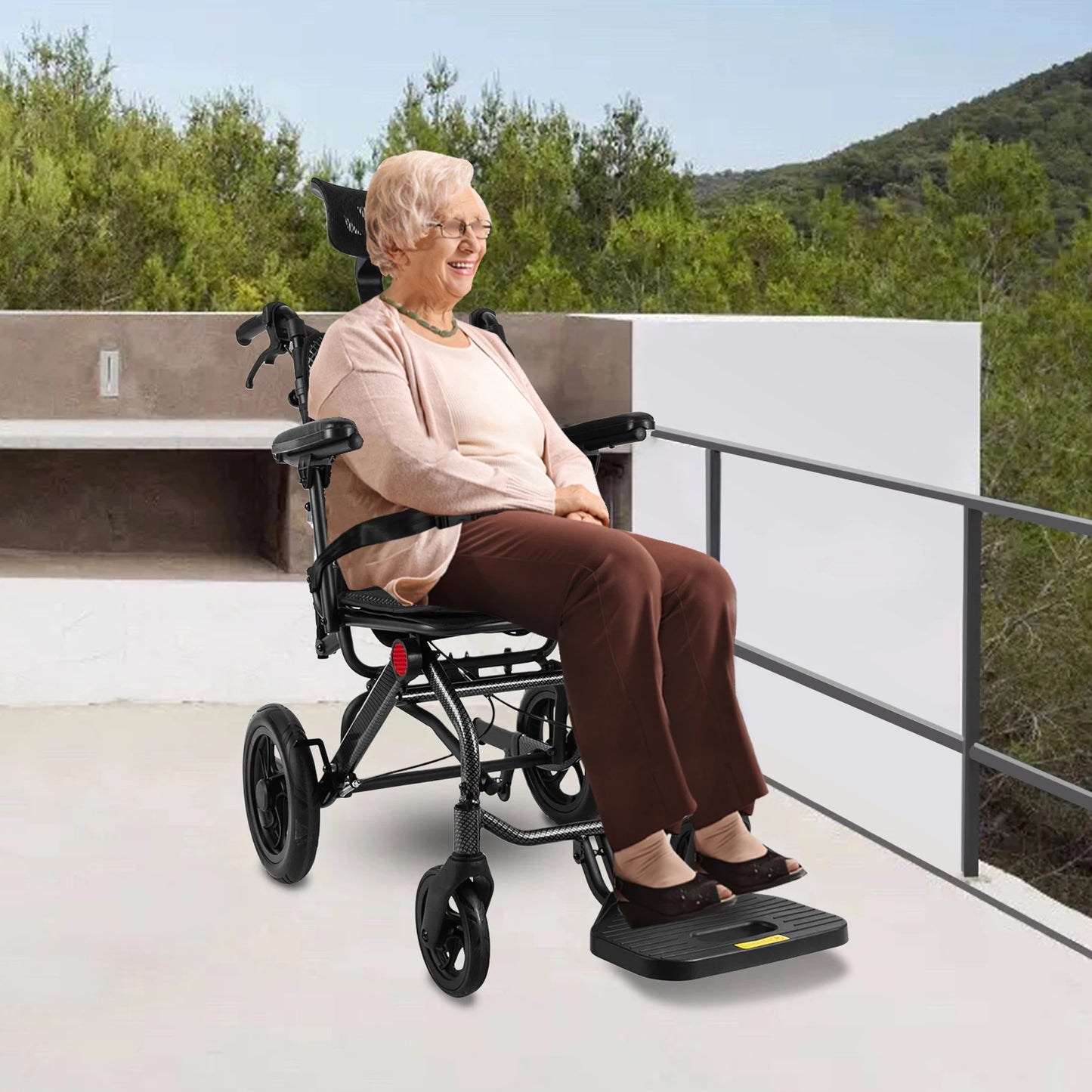 AC976 Reclining Folding Wheelchair for Seniors and Pregnant Women