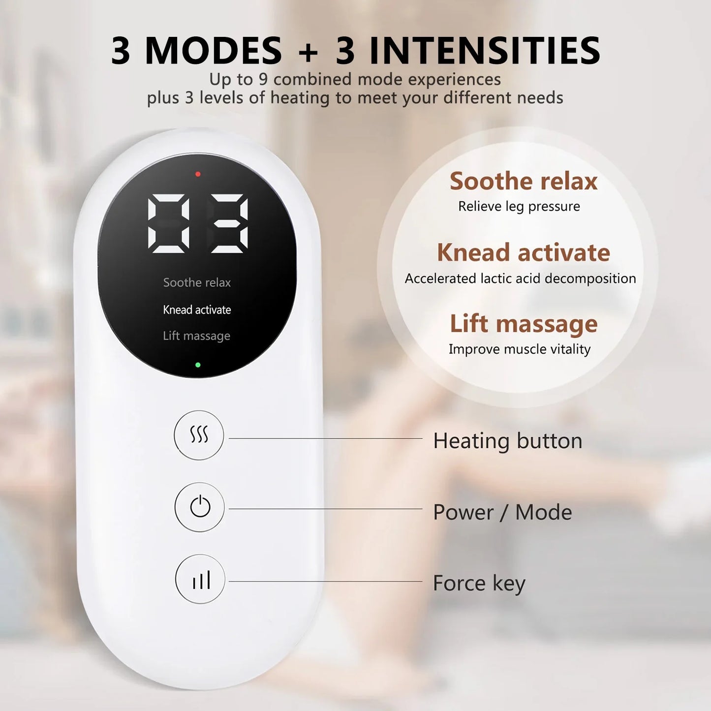 Smart Heating Leg Massager With Air Compression USB Rechargeable
