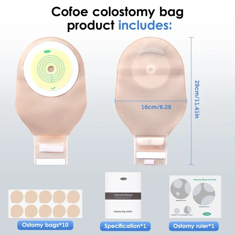 Cofoe Economical One-Piece Ostomy Drain Valve Colostomy Bags