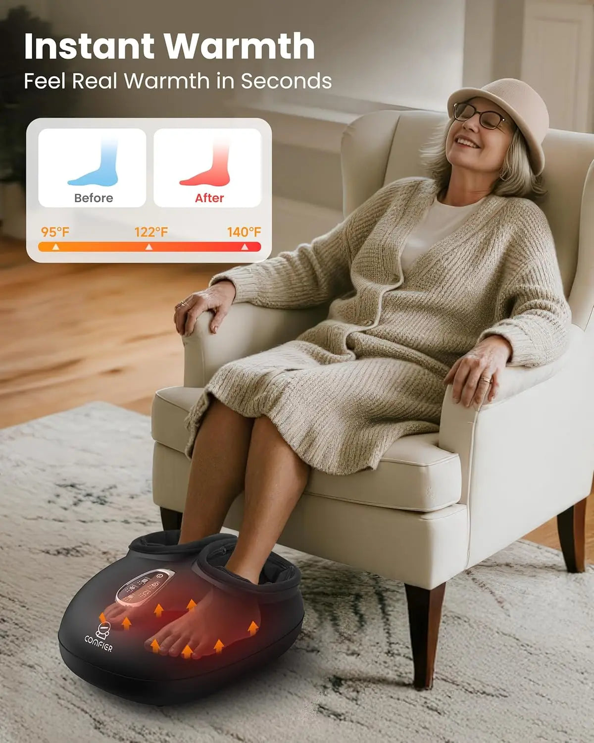 Heated Shiatsu Foot Massager With Deep Kneading And Compression