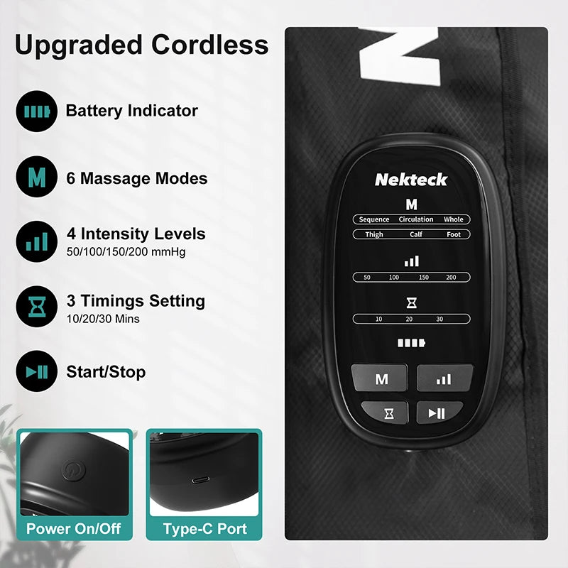 Nekteck Cordless Air Pressure Leg Massager Boots for Calf Kneading