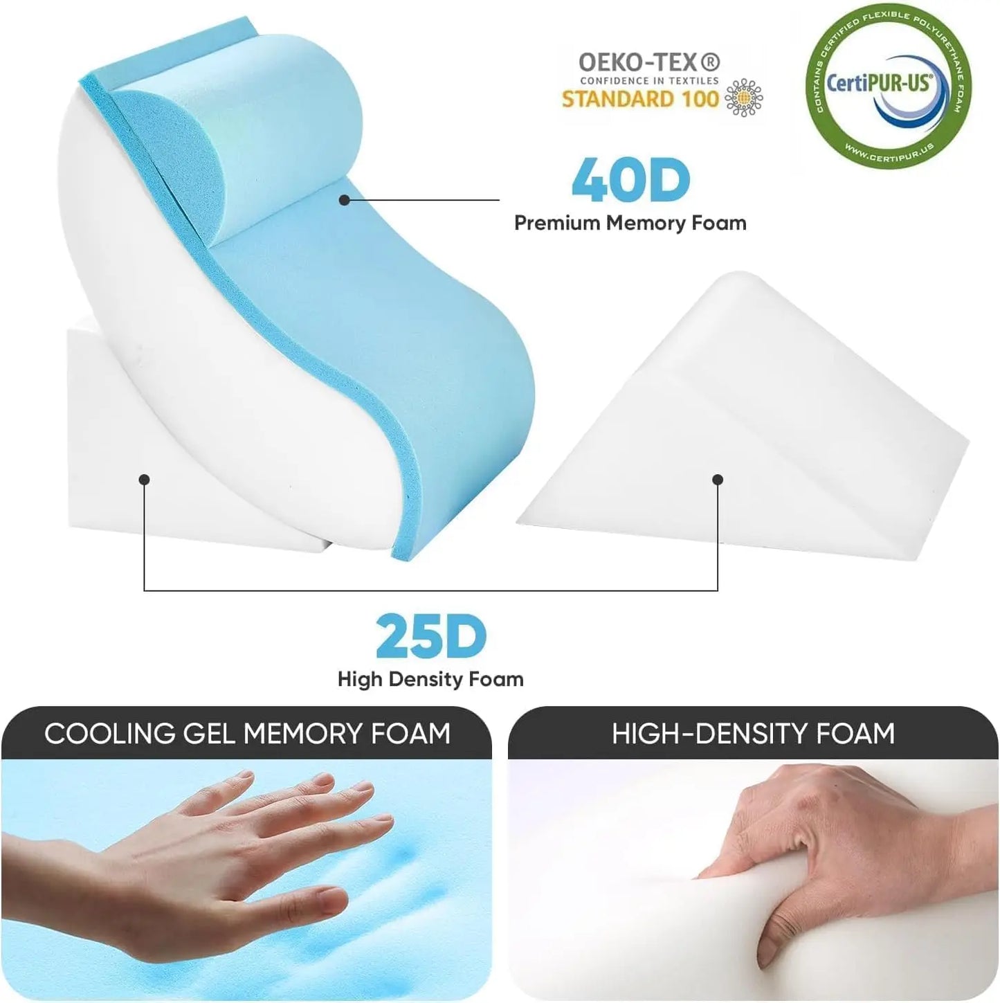 4-Piece Memory Foam Wedge Pillow Set For Surgery Recovery
