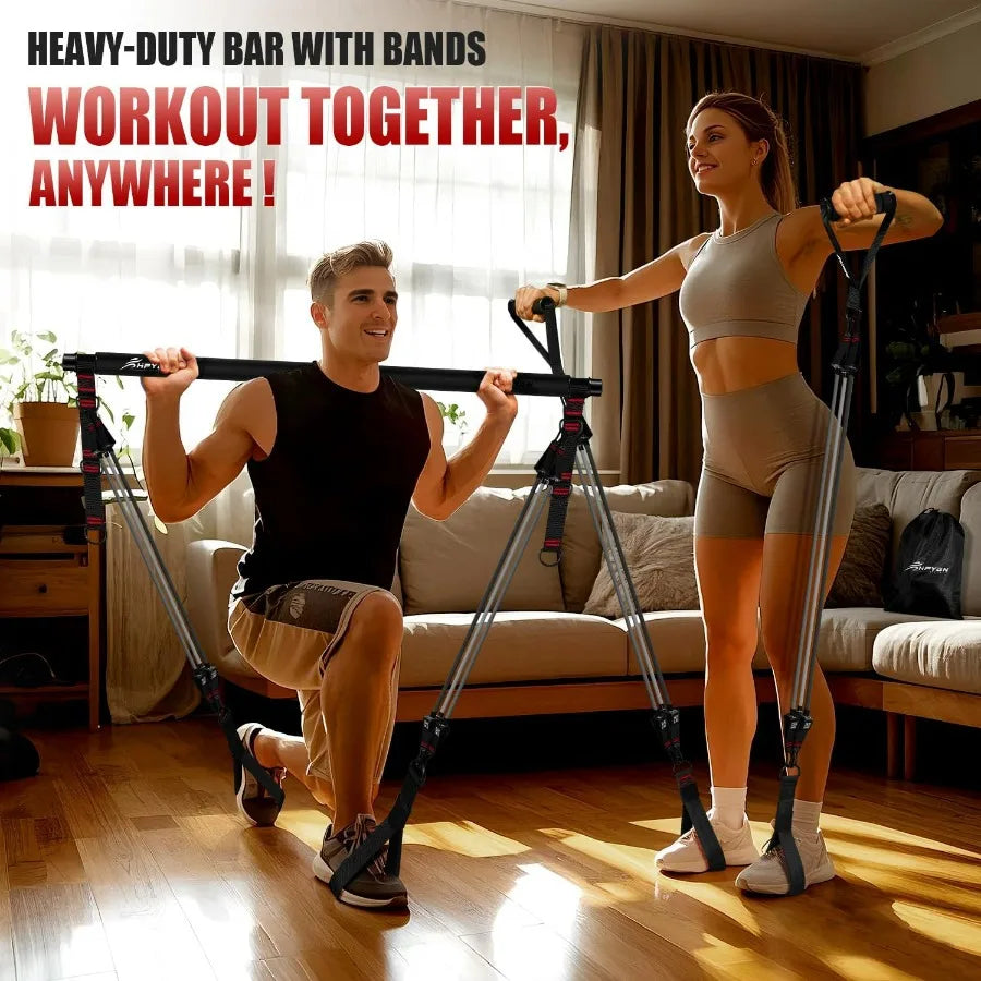 Pilates Bar Kit With Resistance Bands For Full Body Strength Training
